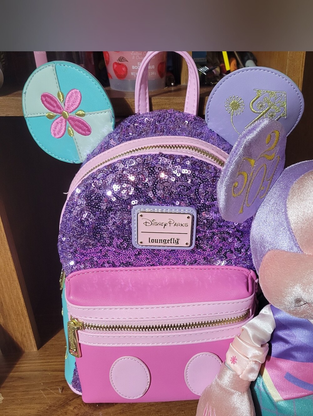Loungefly Sequin Disney Parks MMA It's A Small World Mini Backpack N Plush. Nwot